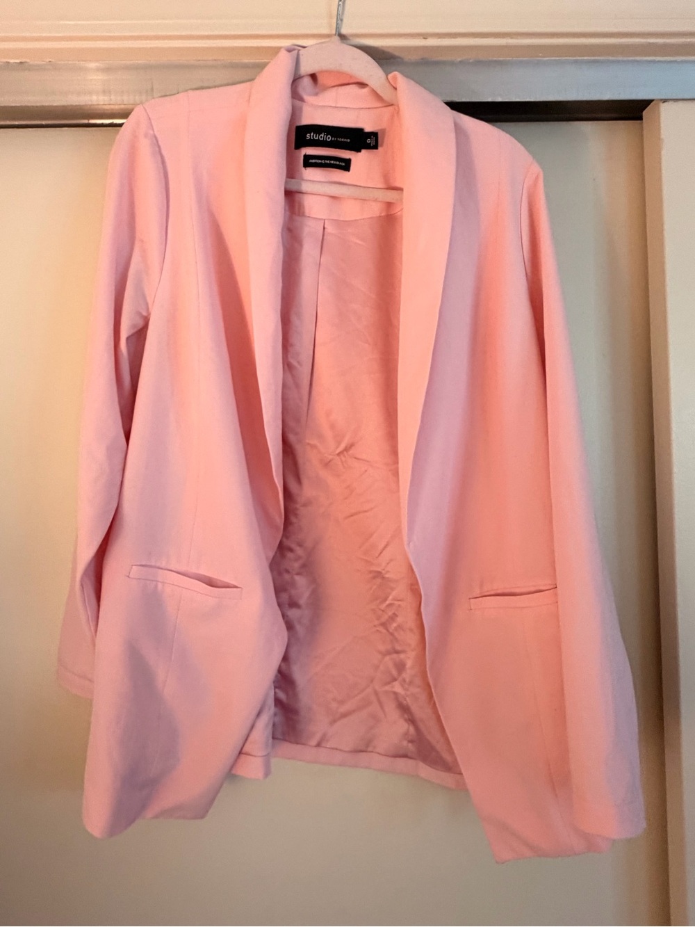 torrid Light Pink Open-Front Shawl Collar Blazer